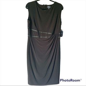 AMERICAN LIVING BLACK JERSEY AND FAUX LEATHER DRESS SIZE 14